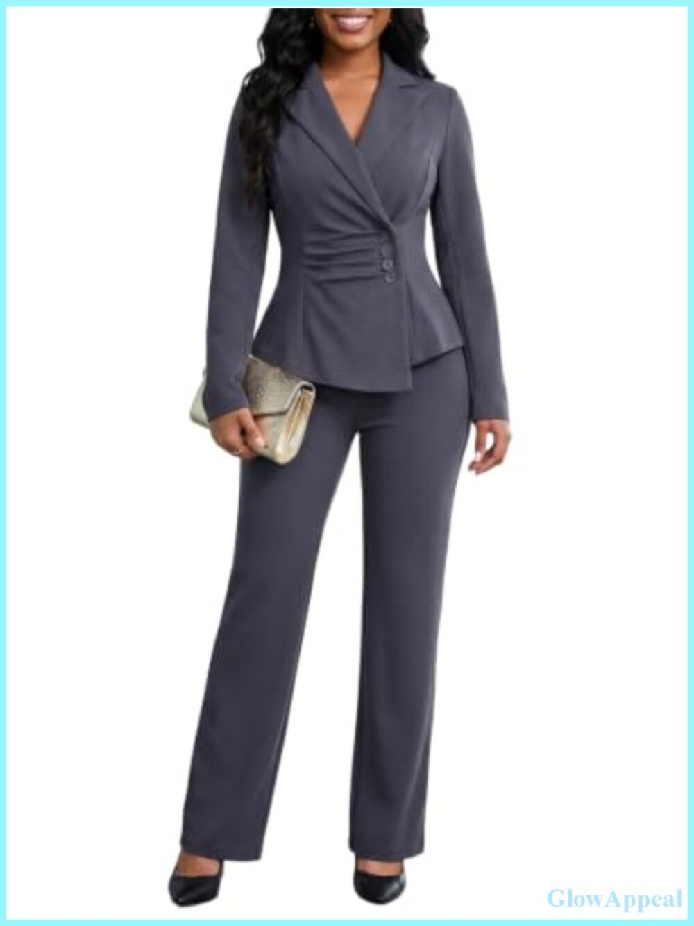 Women's 2 Piece Blazer Pantsuit 95% Polyester 5% Spandex Business Casual